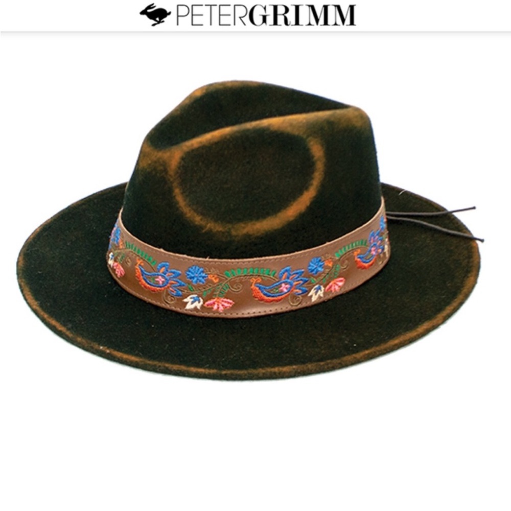 Peter Grimm Mavis Folk Embroidered Distressed Wool Hat Brown - Picture 4 of 15
